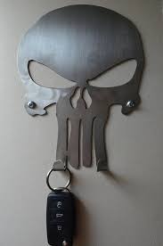 Skull Key Holder Hat Holder Metal Wall Art Man Cave Comic Book Sheet Metal Art Metal Wall Art Skull Wall Art