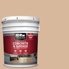 Behr Premium 5 Gal S260 3 Dusty Gold Self Priming 1 Part Epoxy Satin Interior Exterior Concrete And Garage Floor Paint 90005 Garage Floor Paint Painted Floors Patio Flooring