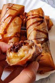 Chocolate Banana Spring Rolls 4 Ingredients 20 Minutes Dessert Recipe Resep Ide Makanan Resep Makanan Makanan