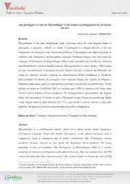 PDF) Que português se fala em Moçambique? Uma análise sociolinguística da  variedade em uso