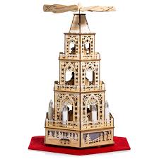 Lumida Xmas Holzpyramide 3 Stockig 6 Led Kerzen Timer Hohe Ca 40cm Qvc De
