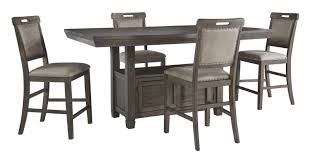 Glass and marble round dining table set with 4 chairs. Sale Ashley Furniture Johurst Rectangular Counter Dining Room Set In Grayish Brown D762 Set