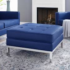 Gorgeous navy blue coffee table in navy lacquer and glistening gold or metallic stainless. Buy Modern Tufted Navy Blue Faux Leather Ottoman Loft