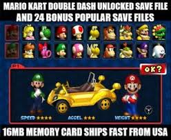 The pro players at nintendo power magazine have compiled this guide which reveals almost all of the secrets in the game. Mario Kart Double Dash Unlocked Gamecube Memory Card 24 Bonuses 16mb Ships Fast Ebay