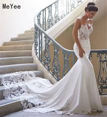 ❤️️ see more trends & collections ⤵ weddingdressesguide.com. Long Mermaid Wedding Dresses 2020 Spaghetti Strap Lace Appliques Modest Elastic Satin Bridal Gowns Vestido De Noiva Cheap Buy At The Price Of 89 68 In Aliexpress Com Imall Com