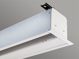 Is mounted within the ceiling structure, creating a flush surface. Projection Screens Draper Inc