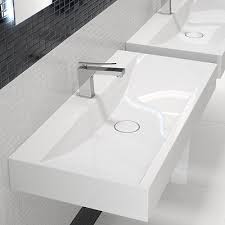 100cm Waschbecken Doppelwaschbecken Weiss Wandmontage Oder Aufsatzwaschbecken Waschbecken Doppelwaschbecken Aufsatzwaschbecken