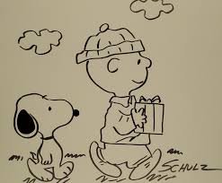 I like the frost effect around the edges! Signed Schulz Peanuts Drawing Charlie Brown Snoopy Artwork Etsy
