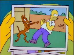 Santa's Little Helper and Homer duke it ...