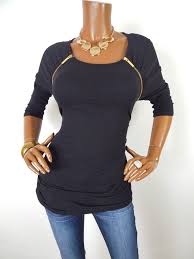Black And Gold Shirt Women S Michael Kors Womens Top L Black Shirt Gold Mk Zippers Ruched 3 4 Sleeve Casual Michaelkors Blouse Casual Clothes Michael Kors Tops Women S Top