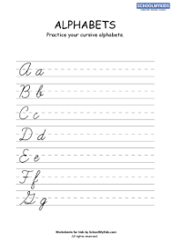 Cursive handwriting practice worksheets a. Cursive Writing Practice Sheets Cursive Letters A G Worksheets For Third Grade English Worksheets Schoolmykids Com
