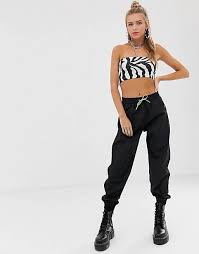 Asos Design Shell Jogger In Black Asos