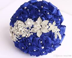 Blue Bridal Bouquet Blue Rose Wedding Bouquet Satin Rose Brooch Bouquet Jewelry Wedding Bouquet Bridal Bouquet Diy Bouquet From Linna1988 53 57 Dhgate Com