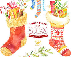 Christmas Socks Watercolour Clipart Winter Gift Diy Etsy Diy Winter Gifts Christmas Socks Clip Art
