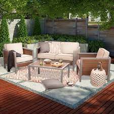 Threshold Bryant 4 Piece Faux Wood Patio Conversation Set Patio Furniture Collection Target Patio Furniture Conversation Set Patio