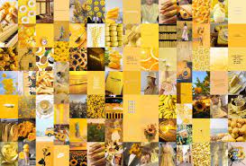 Cute yellow collage that can be used in many ways. Yellow Collage Kit Yellow White Aesthetic Wall Collage Kit Room Decor Collage Dorm R Cute Desktop Wallpaper Desktop Wallpaper Art Aesthetic Iphone Wallpaper