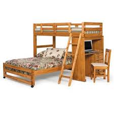Constructed of powder coated metal, this durable and unique piece. Woodcrest Heartland Br L Shaped Twin Full Loft Bed Set With Attached Desk Bigfurniturewebsite Loft Bed