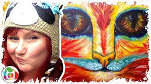 Pawgustart Painting How To Paint The Fire Cat Big Eyes In Acrylic Surreal Art Lesson Live The Art Sherpa