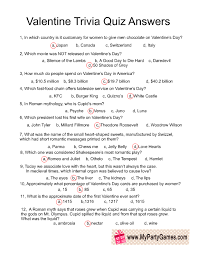 6th grade reading comprehension worksheets. Free Printable Valentine Trivia Game With Answer Key