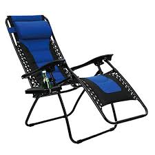 Phi Villa Padded Zero Gravity Lounge Chair Patio Foldable Adjustable Reclining With Cup Holder For Outdoor Yard Porch Blue Patio Chairs Patio Lounge Chairs Chair