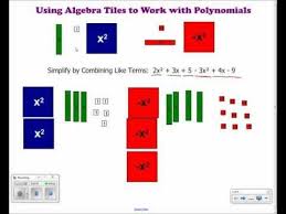 using algebra tiles to combine like terms add and subtract polynomials factoring polynomials polynomials algebra using algebra tiles to combine like