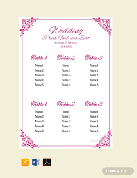 Free Bridal Shower Wedding Seating Chart Template Pdf