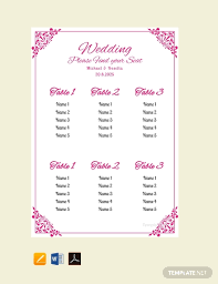 Free Printable Wedding Seating Chart Template Pdf Word