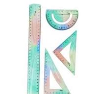 New Products Fancy Color 4pcs Soft Folding PVC Flexible Geometry Math Ruler  Set