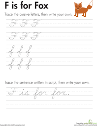 Maybe you would like to learn more about one of these? Cursive Handwriting F Is For Fox Worksheet Education Com Learning Cursive Teaching Cursive Cursive Handwriting Worksheets