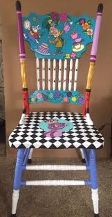 Hand Painted Chair Alice In Wonderland Diy Alice In Wonderland Paintings Painted Rocking Chairs