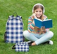 Amazon.com: Joko Ivery Mochila a cuadros para niños con bolsa de almuerzo  para niños pequeños, mochila ligera para libros, mochila escolar para ...