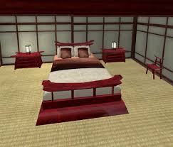 Found in tsr category 'objects'. Second Life Marketplace Asian Bedroom Set Animated Bed Bedside Dressers Chair Lamps