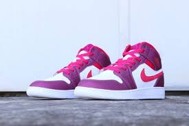 Nike Air Jordan 1 Mid White Pink And Black Trainers Girls Air Jordan 1 Mid True Berry Rush Pink Shoes Air Jordans Pink Jordans Pink Shoes