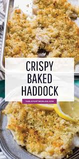 If you're cooking fillets with the skin on, salt lay haddock in pan, cover with remaining cracker crumb mixture, sqeeze lemon & sprinkle parsley over fish. Crispy Baked Haddock Easy Baked Haddock Recipe
