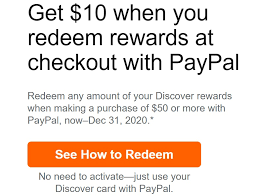 Earn 5% cash back rewards in rotating categories and unlimited 1% cash back rewards on all other purchases, automatically. Expired Targeted Discover Spend 50 Via Paypal Get 10 Statement Credit When Redeeming 1 Point