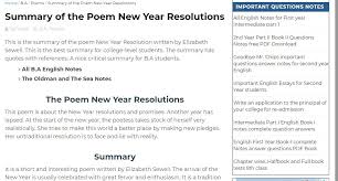 Summary Of The Poem New Year Resolutions By Elizabeth Sewell New Years Resolution Poems Summary