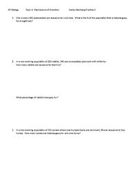 You have sampled a population in which you know that the percentage of the homozygous recessive genotype (aa) is 36%. Hardy Weinberg Problems Worksheets Teaching Resources Tpt