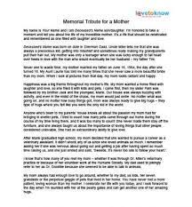 A eulogy is a speech given by a friend or family member at a funeral or memorial service that pays tribute to the deceased. Memorial Tributes To Mothers Lovetoknow Writing A Eulogy Eulogy For Mom Eulogy Examples