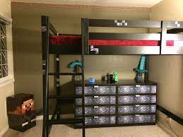 Minecraft Dresser Or Chest Irl Just Added Diamond Ore Paper To An Ikea Dresser Bed And Windows Minecraft Room Minecraft Bedroom Cool Bedrooms For Boys
