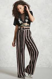 Black And White Striped Pants Forever 21 Forever 21 Contemporary A Pair Of Woven Palazzo Pants Featuring Vertical Stripes A Self Tie Belt Palazzo Pants Striped Palazzo Pants Leggings Are Not Pants