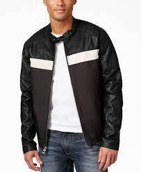 Guess Men S Faux Leather Full Zip Motorcycle Jacket Coats Jackets Men Macy S Faux Leather Jacket Men Guess Men Mens Jackets