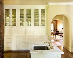 Place kitchen base cabinets in the proper location then measure to determine the dimensions needed for a plywood top (image 1). Kitchen With Built In Hutch Country Kitchen