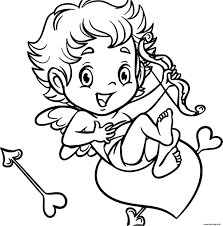 Certains couples aiment l'idée d'échanger des cadeaux et de passer une dessin ongle en noir, rouge et argent pour la saint valentin : Coloriage Cupidon Mignon St Valentin Dessin St Valentin A Imprimer