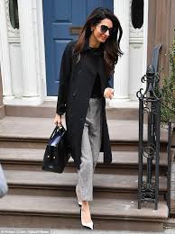 Style files amal clooney wore a grey knit dress with over knee boots and a tiger printed handbag. Style Queen Amal Clooney Proved Her Fashion Icon Status Once Again On Thursday As She Sl Sport Chic Style Fashion Fashion Outfits