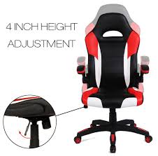 Seatzone Racing Car Style Bucket Seat Gaming Chair Curved Highback Executive Swivel Office Leather Chair Adjust Gaming Chair Leather Chair Leather Office Chair