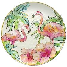 Coastal Home Adds A Touch Of Coastal Style To Your Home Dining Flamingo Illustration Flamingo Decor Outdoor Dinnerware