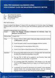 Corporate travel, travel using malaysian government warrants. Malaysia Airlines Reduces Luggage Allowance On Domestic Flights For Tickets Issued On After August 1 2018 Loyaltylobby