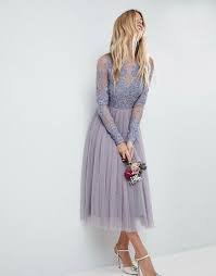 Asos Asos Design Bridesmaid Embroidered Mesh Midi Dress With Images