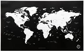 Amazon Com Black And White World Map Unique Design Poster Print Traveler Office Products