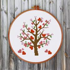 Cute Tree Cross Stitch Kit Love Tree Cross Stitch Pattern Modern Easy Design